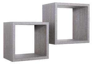Set 2 Mensole Cubo da Parete Quadrato in Fibra di Legno Q-Bis Maxi Rovere Grigio New