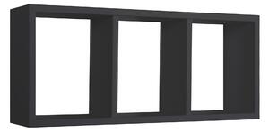 Mensola Rettangolare 3 Scomparti da Parete 70x30x15.5 cm in Fibra di Legno Tristano Nero