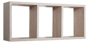 Mensola Rettangolare 3 Scomparti da Parete 70x30x15.5 cm in Fibra di Legno Tristano Rovere Sagerau