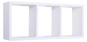 Mensola Rettangolare 3 Scomparti da Parete 70x30x15.5 cm in Fibra di Legno Tristano Bianco
