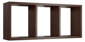 Mensola Rettangolare 3 Scomparti da Parete 70x30x15.5 cm in Fibra di Legno Tristano Wengè