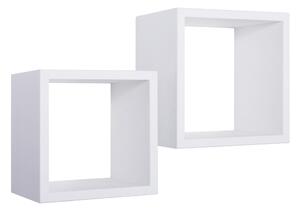 Set 2 Mensole Cubo da Parete Quadrato in Fibra di Legno Q-Bis Maxi Bianco