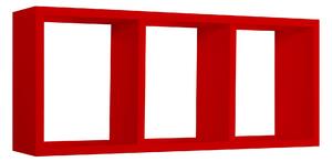 Mensola Rettangolare 3 Scomparti da Parete 70x30x15.5 cm in Fibra di Legno Tristano Rosso