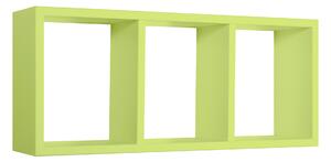 Mensola Rettangolare 3 Scomparti da Parete 70x30x15.5 cm in Fibra di Legno Tristano Verde