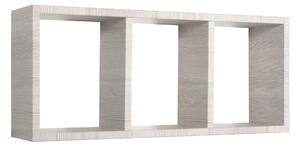 Mensola Rettangolare 3 Scomparti da Parete 70x30x15.5 cm in Fibra di Legno Tristano Rovere Grigio