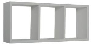 Mensola Rettangolare 3 Scomparti da Parete 70x30x15.5 cm in Fibra di Legno Tristano Grigio Sasso