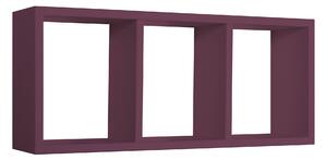 Mensola Rettangolare 3 Scomparti da Parete 70x30x15.5 cm in Fibra di Legno Tristano Viola Melanzana