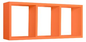 Mensola Rettangolare 3 Scomparti da Parete 70x30x15.5 cm in Fibra di Legno Tristano Arancio