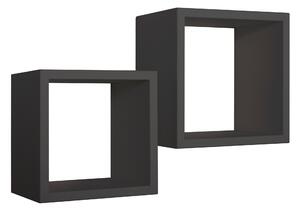 Set 2 Mensole Cubo da Parete Quadrato in Fibra di Legno Q-Bis Maxi Nero