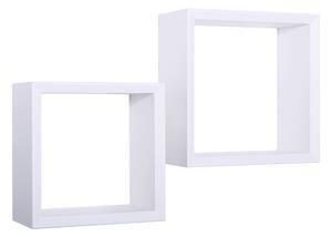Set 2 Mensole Cubo da Parete Quadrato in Fibra di Legno Ginevra Bianco
