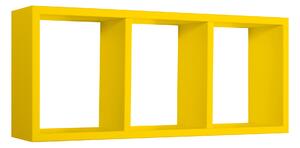 Mensola Rettangolare 3 Scomparti da Parete 70x30x15.5 cm in Fibra di Legno Tristano Giallo Canarino