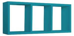Mensola Rettangolare 3 Scomparti da Parete 70x30x15.5 cm in Fibra di Legno Tristano Blu Atollo