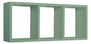 Mensola Rettangolare 3 Scomparti da Parete 70x30x15.5 cm in Fibra di Legno Tristano Verde Acqua Marina