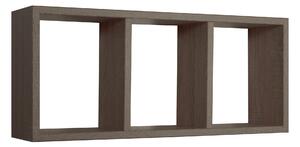 Mensola Rettangolare 3 Scomparti da Parete 70x30x15.5 cm in Fibra di Legno Tristano Noce Segato