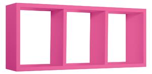 Mensola Rettangolare 3 Scomparti da Parete 70x30x15.5 cm in Fibra di Legno Tristano Fuxia