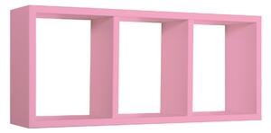 Mensola Rettangolare 3 Scomparti da Parete 70x30x15.5 cm in Fibra di Legno Tristano Rosa Blush