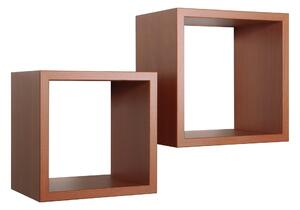 Set 2 Mensole Cubo da Parete Quadrato in Fibra di Legno Q-Bis Maxi Ciliegio
