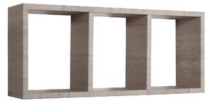 Mensola Rettangolare 3 Scomparti da Parete 70x30x15.5 cm in Fibra di Legno Tristano Rovere Moka