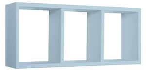 Mensola Rettangolare 3 Scomparti da Parete 70x30x15.5 cm in Fibra di Legno Tristano Blu Baltico