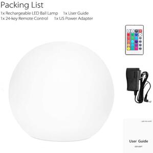 Lampada a LED sferica UNIQ da 15 cm, lampada da giardino impermeabile IP65 con telecomando e batteria ricaricabile