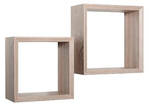 Set 2 Mensole Cubo da Parete Quadrato in Fibra di Legno Ginevra Rovere Sagerau