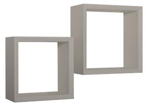 Set 2 Mensole Cubo da Parete Quadrato in Fibra di Legno Ginevra Marrone Talpa