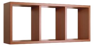 Mensola Rettangolare 3 Scomparti da Parete 70x30x15.5 cm in Fibra di Legno Tristano Ciliegio