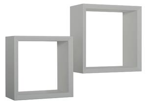 Set 2 Mensole Cubo da Parete Quadrato in Fibra di Legno Ginevra Grigio Sasso