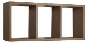 Mensola Rettangolare 3 Scomparti da Parete 70x30x15.5 cm in Fibra di Legno Tristano Rovere Tabacco