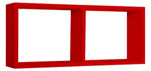 Mensola Rettangolare 2 Scomparti da Parete 70x30x15,5 cm in Fibra di Legno Morgana Rosso