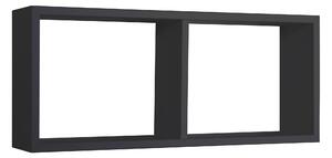 Mensola Rettangolare 2 Scomparti da Parete 70x30x15,5 cm in Fibra di Legno Morgana Nero