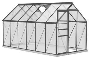 Outsunny Serra da Giardino con Fondazione, Serra con Finestra Regolabile Porta Scorrevole, in Alluminio e Policarbonato, 190x375x199 cm | Aosom Italy