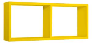 Mensola Rettangolare 2 Scomparti da Parete 70x30x15,5 cm in Fibra di Legno Morgana Giallo Canarino