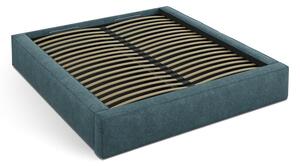 Letto matrimoniale imbottito blu con contenitore e rete inclusi 160x200 cm Simon – Micadoni