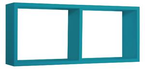 Mensola Rettangolare 2 Scomparti da Parete 70x30x15,5 cm in Fibra di Legno Morgana Blu Atollo