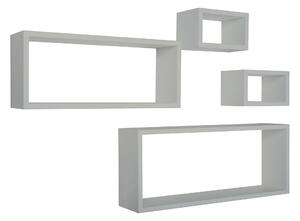 Set 3 Mensole Cubo da Parete Quadrato e Rettangolare in Fibra di Legno Merlino Grigio Sasso