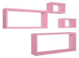 Set 3 Mensole Cubo da Parete Quadrato e Rettangolare in Fibra di Legno Merlino Rosa Blush