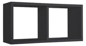 Mensola Rettangolare 2 Scomparti da Parete 70x30x23,7 cm in Fibra di Legno Morgana Maxi Nero
