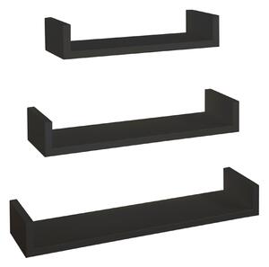 Set 3 Mensole da Parete 60-50-40x15,5x8 cm in Fibra di Legno Calamita Nero