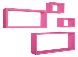 Set 3 Mensole Cubo da Parete Quadrato e Rettangolare in Fibra di Legno Merlino Fuxia