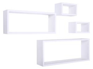 Set 3 Mensole Cubo da Parete Quadrato e Rettangolare in Fibra di Legno Merlino Bianco