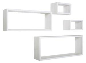 Set 3 Mensole Cubo da Parete Quadrato e Rettangolare in Fibra di Legno Merlino Rovere Sbiancato
