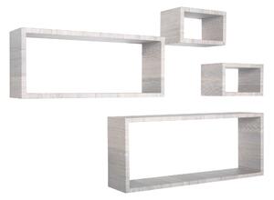 Set 3 Mensole Cubo da Parete Quadrato e Rettangolare in Fibra di Legno Merlino Rovere Grigio