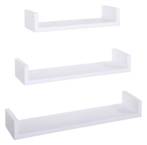 Set 3 Mensole da Parete 60-50-40x15,5x8 cm in Fibra di Legno Calamita Bianco