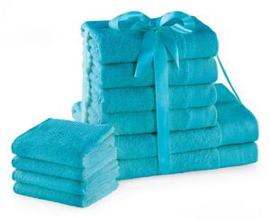 Set di asciugamani per viso e corpo tipo terry turchesi in cotone 10 pz Amari – Restilo