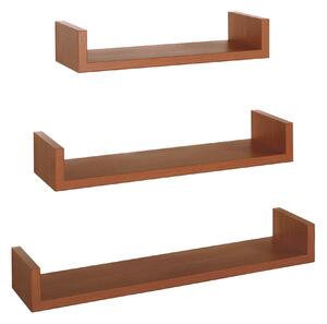 Set 3 Mensole da Parete 60-50-40x15,5x8 cm in Fibra di Legno Calamita Ciliegio