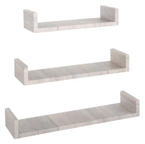 Set 3 Mensole da Parete 60-50-40x15,5x8 cm in Fibra di Legno Calamita Rovere Grigio