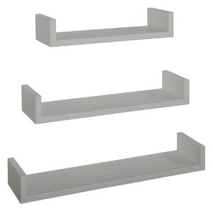 Set 3 Mensole da Parete 60-50-40x15,5x8 cm in Fibra di Legno Calamita Grigio Sasso