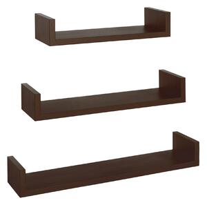 Set 3 Mensole da Parete 60-50-40x15,5x8 cm in Fibra di Legno Calamita Wengè