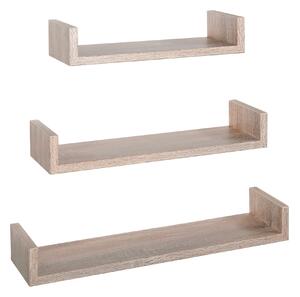 Set 3 Mensole da Parete 60-50-40x15,5x8 cm in Fibra di Legno Calamita Rovere Sagerau
